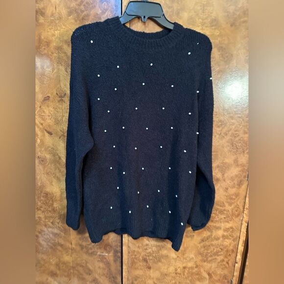 Faux pearl black sweater - Picture 1 of 6